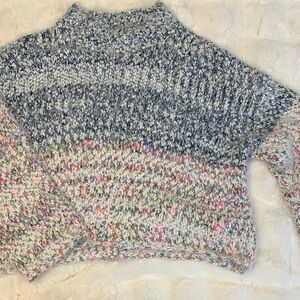 VENUS Blue and Pink CroppedTurtleneck Sweater